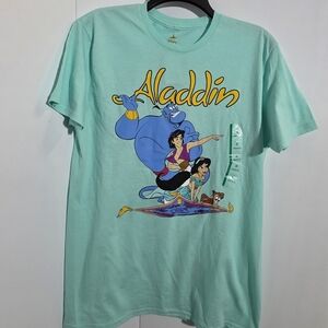 Disney Shirt Medium Aladdin Genie Jasmine Magic Rug Short Sleeve Teal Turquoise